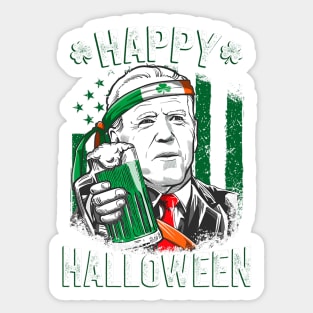 Funny Leprechaun Biden Happy Halloween For St Patrick's Day Sticker